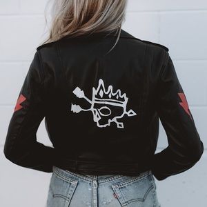 Hand painted faux leather Zara jacket